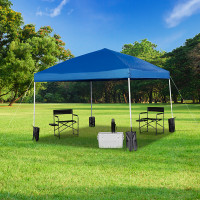Flash Furniture JJ-GZ1010PKG-BL-GG 10'x10' Blue Pop Up Event Straight Leg Canopy Tent with Sandbags and Wheeled Case